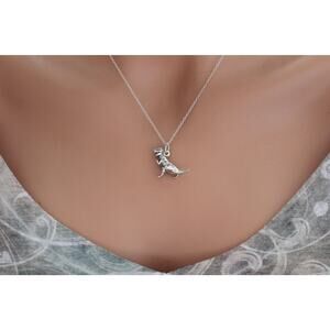 Sterling Silver T-Rex Necklace, Sterling Silver Tyrannosaurs Necklace